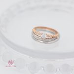 ピンクゴールドの婚約指輪とプラチナの結婚指輪